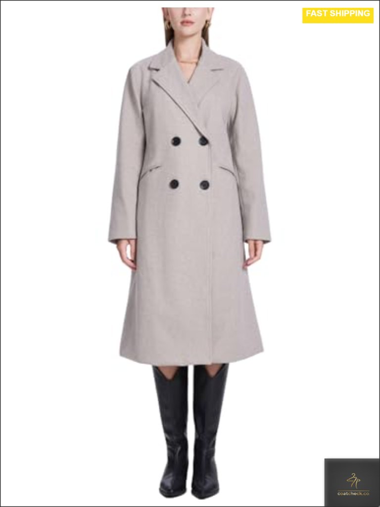 Women's Wool Blend Double Breasted Pea Coat Trench Jacket Winter